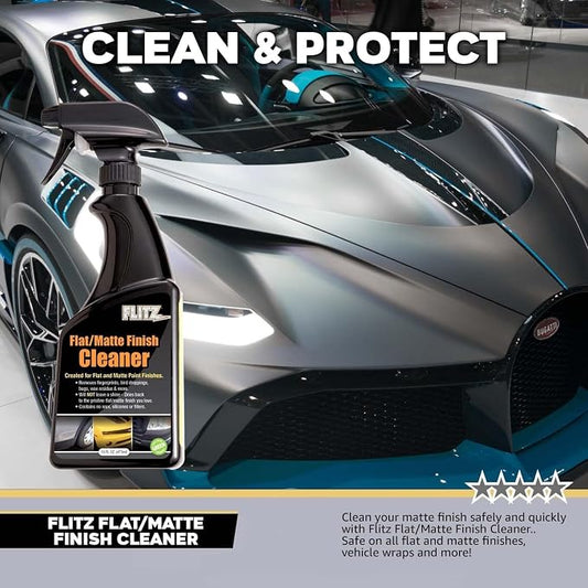 Flitz Flat Matte Finish Cleaner - 16oz Bottle of USA-Made Vinyl Wrap Spray to Easily Remove Grease, Wax, Dust, & More - Quick Drying Matte Paint Cleaner - Ideal for Cars, Motorcycles (12 Pack)