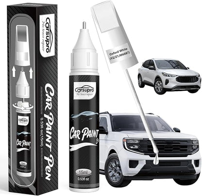 Oxford White(YZ/Z1/M6887) for Ford Touch Up Paint Pen, 2 in 1 Car Scratch Remover with Pen Tip and Brush, Precise Color Match for Car Paint Scratch Repair, Quickly and Easily Fix Chips and Nicks
