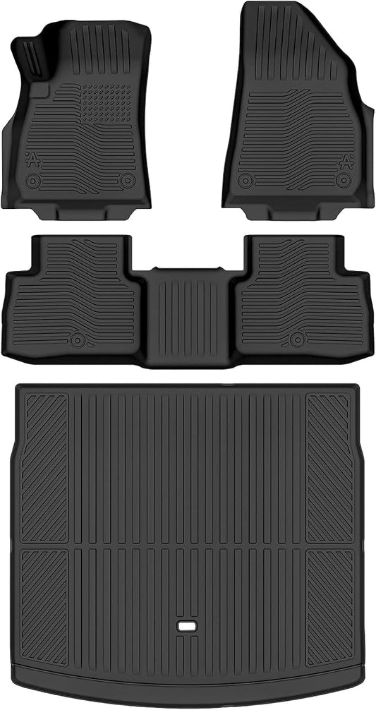 Auxko All Weather Floor Mats Cargo Mat for 2025 2026 Jeep Wagoneer S EV (5 Seats) TPE Liners All Season Accessories Guard Odorless Anti-Slip Floor Liners Trunk Tray for 2025 2026 Jeep Wagoneer S