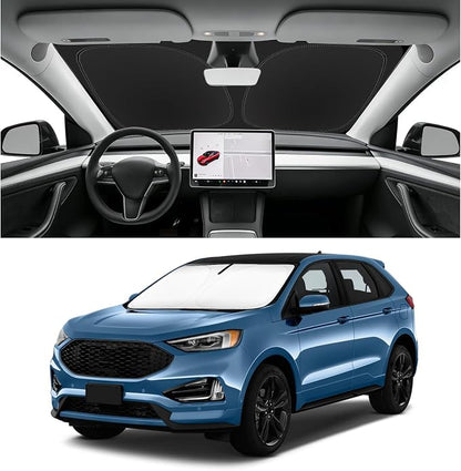 Custom Fit Windshield Sun Shade for Ford Edge 2015-2024, Foldable Car Sunshade Accessories with Storage Bag, UV & Heat Reflector, Keep Your Car Cooler