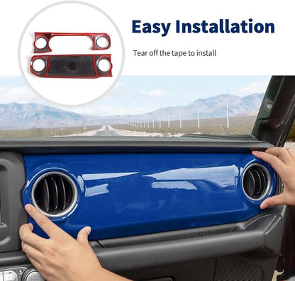 for JL Dashboard Decorative Panel Cover, Center Console Trim Cover Kit Compatible with 2018-2023 Jeep Wrangler JL JLU & Jeep Gladiator JT(Blue)