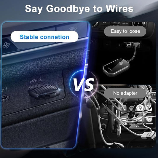 LICAEVEY Wireless Car Play Adapter, Vehicle Mounted System Wireless Adapter, 2 in 1 Wired to Wireless Car Interconnect Converter Support for Android Auto, Plug and Play, Fast Auto Connect
