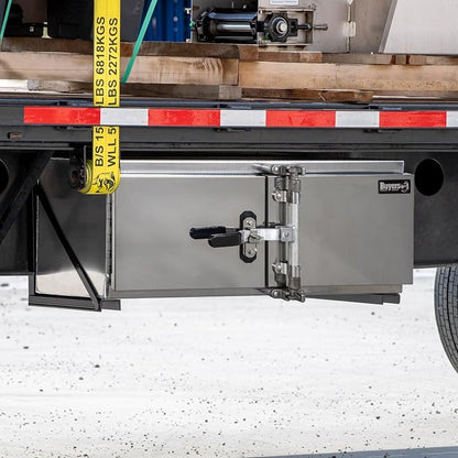 Buyers Products 1762627, 18x24x60 Smooth Aluminum Underbody Truck Tool Box with Double Barn Door, Cam‑Lock Hardware, Rain Gutter Seal, Universal Mount Storage for Flatbed and Trailer Use