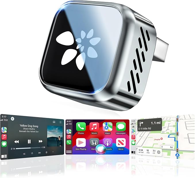 2026 Upgraded Wireless CarPlay Adapter, 2-in-1 Mini CarPlay Adapter for iPhone & Android, 3 Second Auto Stable Connection with Zero Latency, Plug & Play for 2016+ Cars with USB-A/USB-C Ports