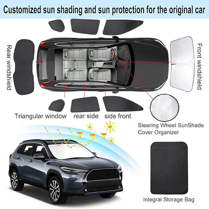 TINGLU Window Shades for Toyota Corolla Cross 2022-2025 2026(Not for Corolla) Accessories Car Side Full Windows Rear Triangular Windshield Sun Shade Sun UV Rays & Privacy Protection for Camping 8PCS