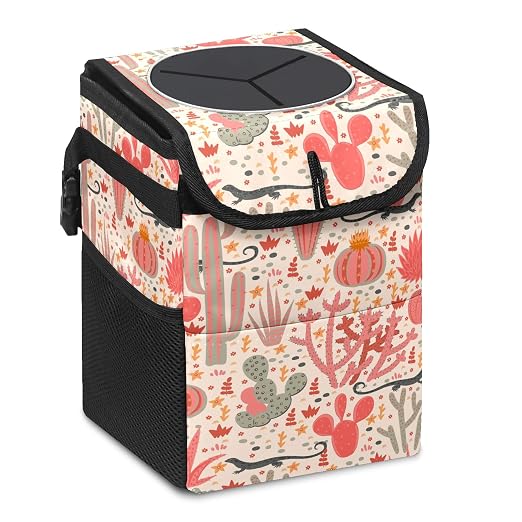 Car Trash Can – Lightweight and Portable with Durable Water-Resistant Coating, No Installation Required, Practical and Ample Capacity,Car Accessories Interior Car Organizer. Cactus