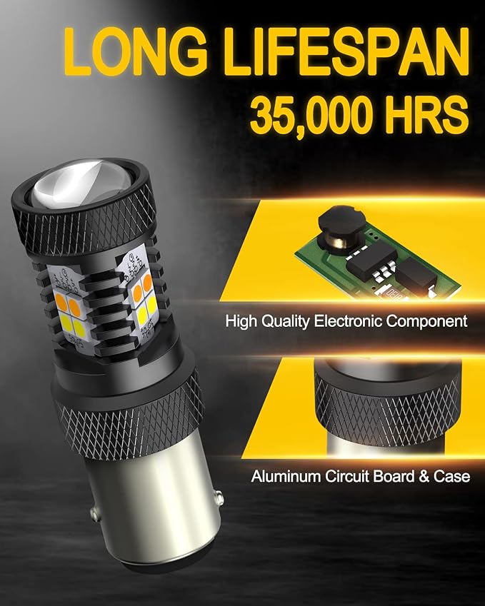 AUXITO 1157 Switchback LED Turn Signal Light Bulbs 2057 2357 7528 BAY15D P21/5W White/Amber Dual Color LED Bulbs with 3030SMD Chipsets for Turn Signal Blinker Parking Daytime Running Tail Lights