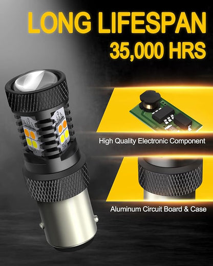 AUXITO 1157 Switchback LED Turn Signal Light Bulbs 2057 2357 7528 BAY15D P21/5W White/Amber Dual Color LED Bulbs with 3030SMD Chipsets for Turn Signal Blinker Parking Daytime Running Tail Lights