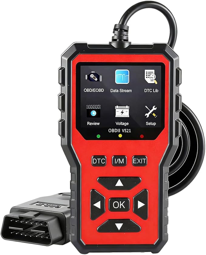 2026 Upgraded OBD2 Scanner Diagnostic Tool, Car Code Reader & Car Diagnostic Scanner, Check Engine Code Reader with Live Data, I/M, Mode 6/8, Battery Voltage, Read & Clear Error Codes (Red)