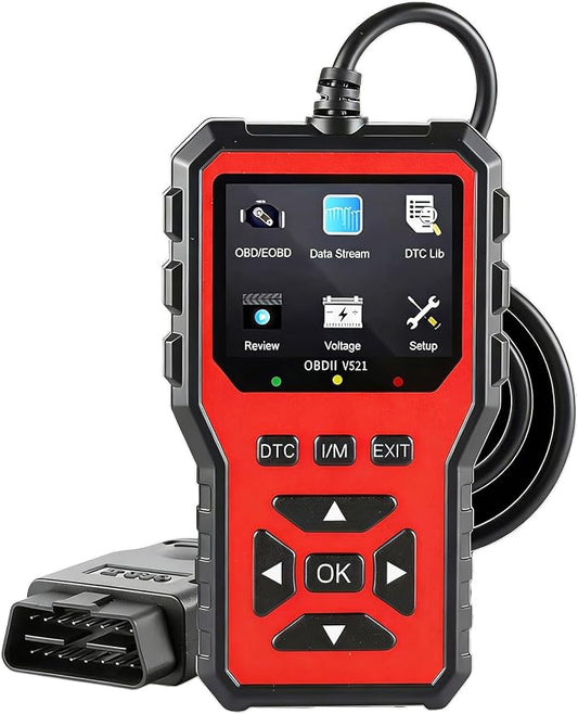2026 Upgraded OBD2 Scanner Diagnostic Tool, Car Code Reader & Car Diagnostic Scanner, Check Engine Code Reader with Live Data, I/M, Mode 6/8, Battery Voltage, Read & Clear Error Codes (Red)