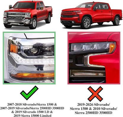 COMNOVA 6 Inch Running Boards Compatible with 2007-2018 Chevy Silverado/GMC Sierra 1500 Extended/Double Cab, 2007-2019 Silverado/Sierra 2500HD 3500HD. High Light Stainless Steel Side Step Step Bars.