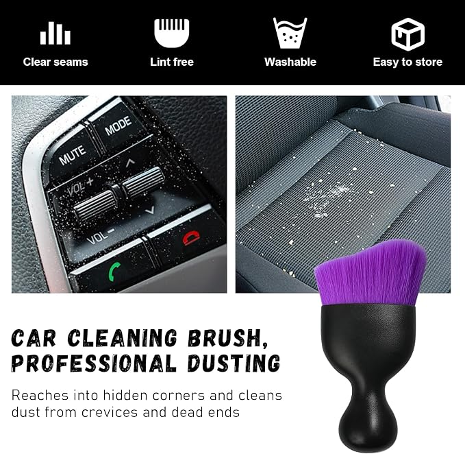 Ziciner 2 PCS Car Detailing Brush, Curved Soft Bristles Auto Removal Dust Collectors, Universal Vehicle Dashboard, Air Conditioner Vents etc Interior Cleaning Tool Accessories (Pure Purple)