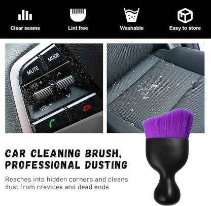 Ziciner Car Detailing Brush, Curved Soft Bristles Auto Removal Dust Collectors, Universal Vehicle Dashboard, Air Conditioner Vents etc Interior Cleaning Tool Accessory (Pure Purple)
