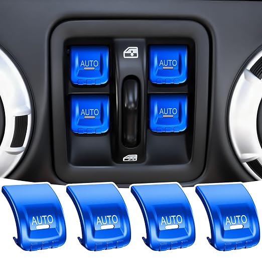 Upgrade Metal Window Switch Button Cover Fit for Jeep Wrangler JK JKU 2018 2017 2016 2015 2014 2013 2012 2011 Accessories,Interior Trim Kit 4PCS (Blue)