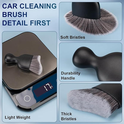 Amrules 2 PCS Car Interior Detailing Brush, Auto Car Dusting Brushes, Soft Bristles Duster Removal Cleaning Tool for Dashboard Interior, Exterior, Skylight, Leather, Dust Brush, Dark Gray