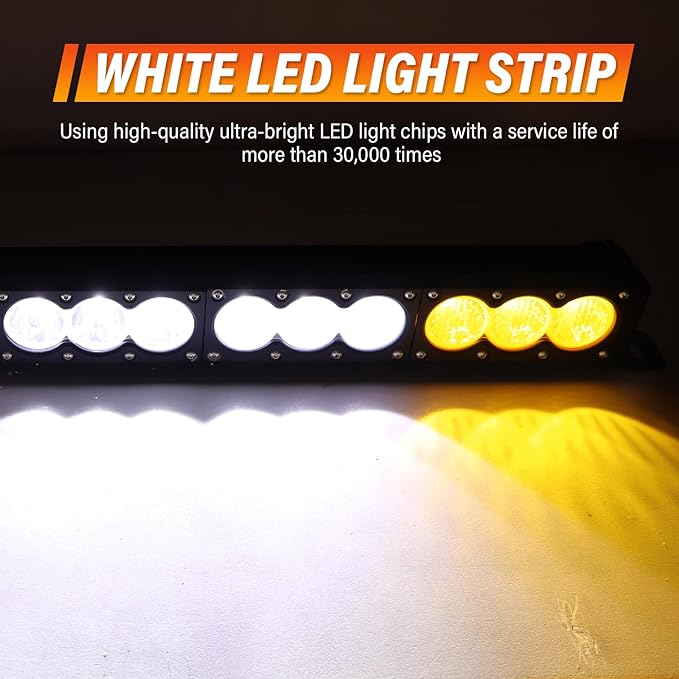 AUXTINGS 38 inch Single Row Dual Color LED Light Bar 210W Off Road Light Bar White Amber Combo LED Work Light Truck UTV 4x4 Cars SUVs ATVs Boats Fog Driving Light with Wiring Harness kit