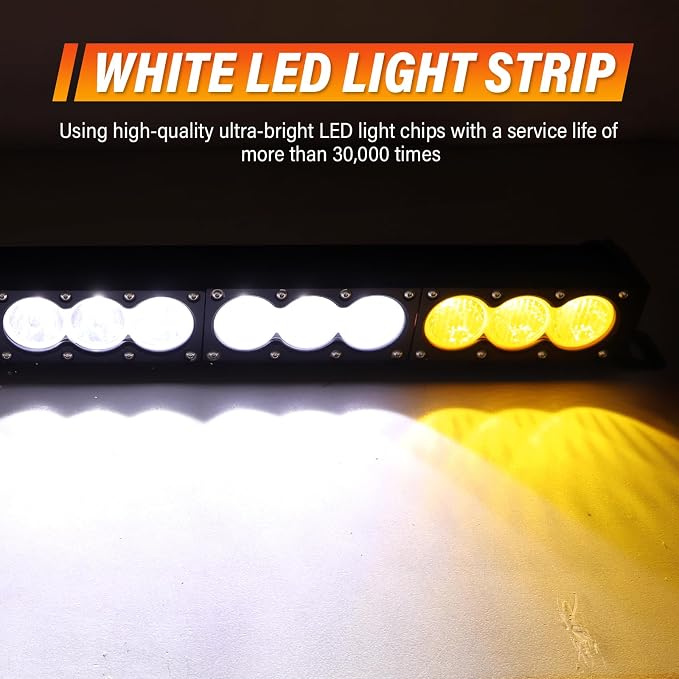 AUXTINGS 32 inch Single Row Dual Color LED Light Bar 180W Off Road Light Bar White Amber Combo LED Work Light Truck UTV 4x4 Cars SUVs ATVs Boats Fog Driving Light with Wiring Harness kit