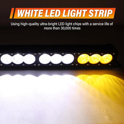 AUXTINGS 32 inch Single Row Dual Color LED Light Bar 180W Off Road Light Bar White Amber Combo LED Work Light Truck UTV 4x4 Cars SUVs ATVs Boats Fog Driving Light with Wiring Harness kit