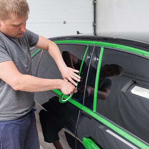 Nezyo 6 Pcs Vinyl Pinstripe Tapes Masking Painter Tapes High Temperature Low Tack Automotive Car Paint for Easy Removal Trim Thin Finishing Masking (Green,1/16, 1/8,1/5,1/4,1/2, 3/4 Inch)