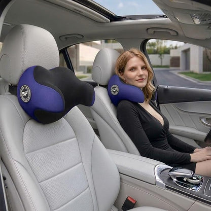 SPRFUFLY Exclusive U-Shaped Car Headrest Pillow, Car Pillow for Driving Seat, Space Memory Foam & Removable Cover, Extreme Comfort Travel Car Pillow(Blue, 1P)