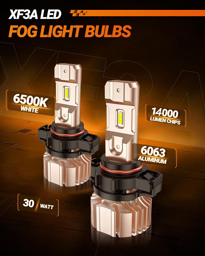 SEALIGHT 5202 LED Fog Light Bulbs, 14000LM 600% Brightness 5201 5202 PS19W PS24W Fog Lights LED Bulb, 6500K Cool White, Superior Heat Dissipation, Pack of 2