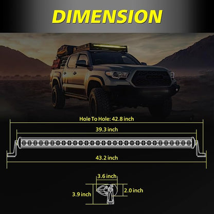 40 Inch Amber LED Light Bar Kit, AKD Part 210W OSRAM LED Slim Single Row Light Bar w/Wiring Harness Black Cover Driving Light Roof Lights for Truck UTV SUV Toyota Can-Am Honda Bronco Subaru
