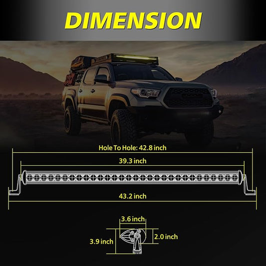 40 Inch Amber LED Light Bar Kit, AKD Part 210W OSRAM LED Slim Single Row Light Bar w/Wiring Harness Black Cover Driving Light Roof Lights for Truck UTV SUV Toyota Can-Am Honda Bronco Subaru