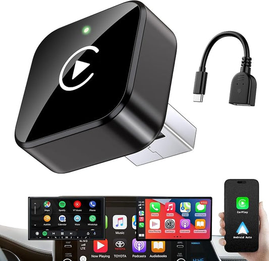 iGENJUN Wireless CarPlay Adapter 2026 Upgrade Mini Design, USB/USB-C Plug & Play Converts CarPlay to Wireless - Easy Use Fast Stable Connection Car Play for iPhone & Android