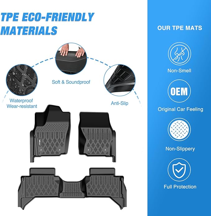 Nilight TPE Floor Mats for Toyota Tacoma 2024 2025 2026 Double Cab (Not for Hybrid) All Weather Custom Fit Heavy Duty Floor Liners