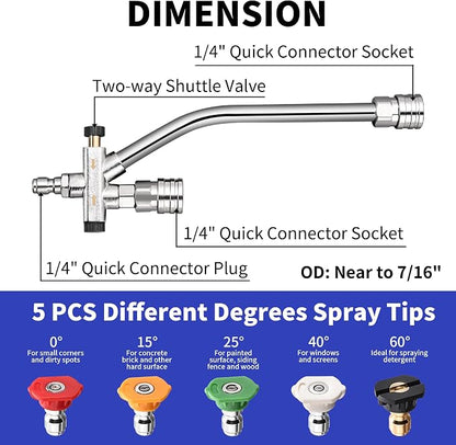 Selkie Foam Cannon Dual Connector Accessory,Pressure Washer Double Tip Attachment for Foam Blaster with with 5 Power Washer Sprayer Nozzles, 1/4" Quick Connect, 3600 PSI