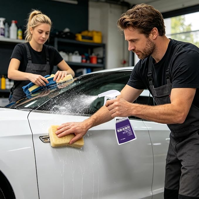 Iron Remover Car Detailing - 300ml Fast Acting Universal Gentle, Tire Powder Decontaminator with Color Changing Indicator, Industrial Fallout Cleanser, Brake Dust Wheel Cleaner for Exhaust Pipes
