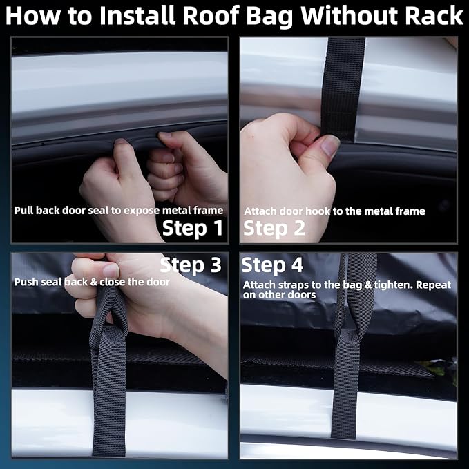 21 Cubic Feet Rooftop Cargo Carrier Bag, Waterproof Heavy Duty Car Roof Bag for SUV Pickup Truck with/Without Roof Racks, Travel Camping Roof Top Luggage Storage with Anti-Slip Mat (Black Gray)