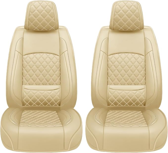 Car Seat Covers Compatible with Hyundai Tucson 2010-2025 2026- Full Set 5 Seats Luxury Leather All-Weather Seat Cushions & Protectors, Waterproof & Breathable, Airbag Compatible (Beige)