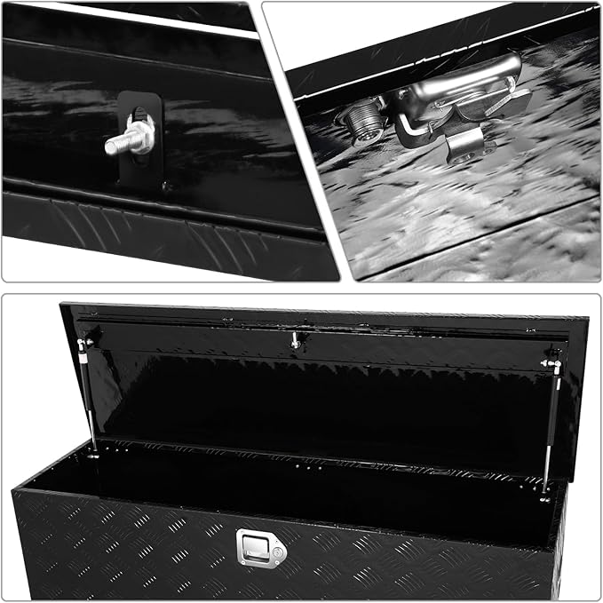 DNA MOTORING Truck Tool Box Lockable Storage Box, Truck Bed Tool Box Truck Bed Organizer Aluminum Truck Tool Boxes for Bed of Truck, w/Lock & Keys, 47"L X 15" W X 15" H Black, TBOX-T5-001-BK