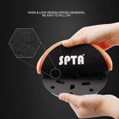 T40 Orange Medium-Cut Foam Polishing Pads, SPTA 3Pcs 6.5 Inch Face for 6 Inch 150mm Backing Plate Compound Buffing Sponge Pads for Car Buffer Polisher Compounding, Polishing and Waxing -X00224Y6O3
