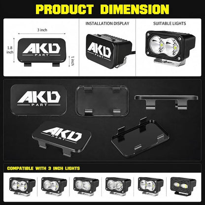 LED Pods Covers 2pcs 3x1.8 Inch LED Pod Lights Black Covers | Street Legal Snap-on PC Protective Lens Light Bars Cover for Offroad Driving Fog Ditch Lights