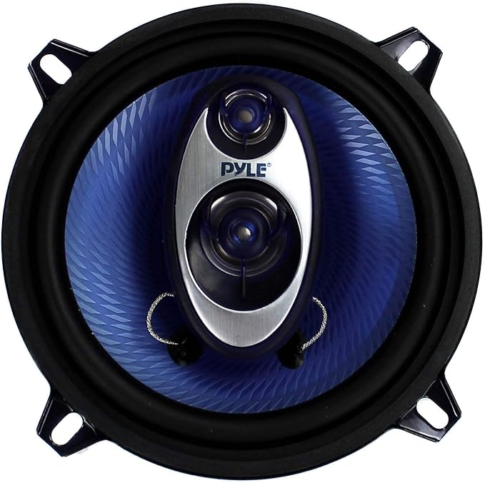 Pyle 5.25” Car Sound Speaker (Pair) - Upgraded Blue Poly Injection Cone 3-Way 200 Watt Peak w/Non-fatiguing Butyl Rubber Surround 100-20Khz Frequency Response 4 Ohm & 1" ASV Voice Coil