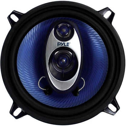 Pyle 5.25” Car Sound Speaker (Pair) - Upgraded Blue Poly Injection Cone 3-Way 200 Watt Peak w/Non-fatiguing Butyl Rubber Surround 100-20Khz Frequency Response 4 Ohm & 1" ASV Voice Coil