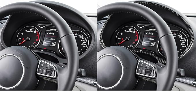 Real Premium Carbon Fiber Sticker Compatible with Audi A3 S3 RS3 8V 2013 2014 2015 2016 2017 2018 2019 Car Dashboard Speedometer Tachometer Decor Frame Auto Interior Accessories Decal Black