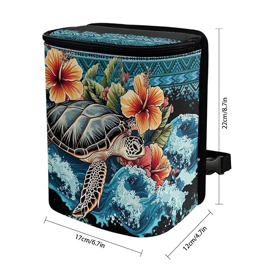 BIGCARJOB Flower Blue Turtle Car Trash Can Bin for Car Back Seat,Portable Car Trash Bag Hanging,Vehicle Trash Can Automotive Car Garbage Cans Auto Accessories