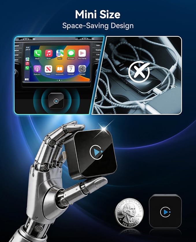 2026 Upgraded Wireless CarPlay Adapter, Fast, Stable Connection for iPhone & Android, Compact Plug-and-Play Dongle for CarPlay & Android Auto