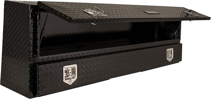 Buyers Products 1725650 Black Aluminum Diamond Tread Contractor Truck Box With Lockable T-Handle Latch And One Lower Compartment, 88 x 21 x 13.5 Inch, Truck Tool Box For Storage And Organization
