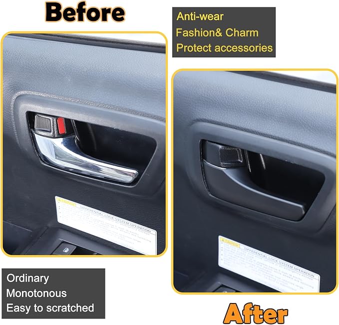 CHEAYAR Car Inner Door Handles Cover Trim Compatible with Toyota Tacoma 2016-2022, Auto Inner Door Handles Cover Interior Door Handles Protector Trim Decorate Covers Accessories (Matte Black)