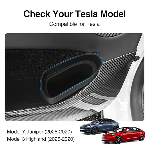 Car Trash Can for Tesla Model Y Juniper 2025, Silicone Car Door Side Trash Bin for Model 3 Highland Interior Accessories