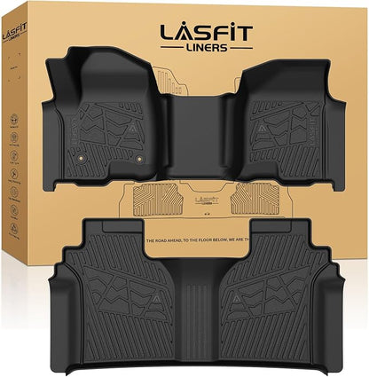 LASFIT Floor Mats 2019-2026 for Chevy Silverado/GMC Sierra 1500, 2020-2026 2500HD 3500HD, Crew Cab Only/Bench Seat (Only Fit with Rear Under-Seat Storage, But Not Fit 2nd Row Plastic Storage)
