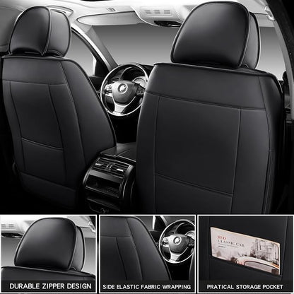 MINGBRON Car Seat Covers Full Set, Brown Car Seat Cover Lumbar Support, Car Seat Protector Waterproof, Nappa Leather Car Seat Cushion, Front Seats and Back Fit for Most Cars
