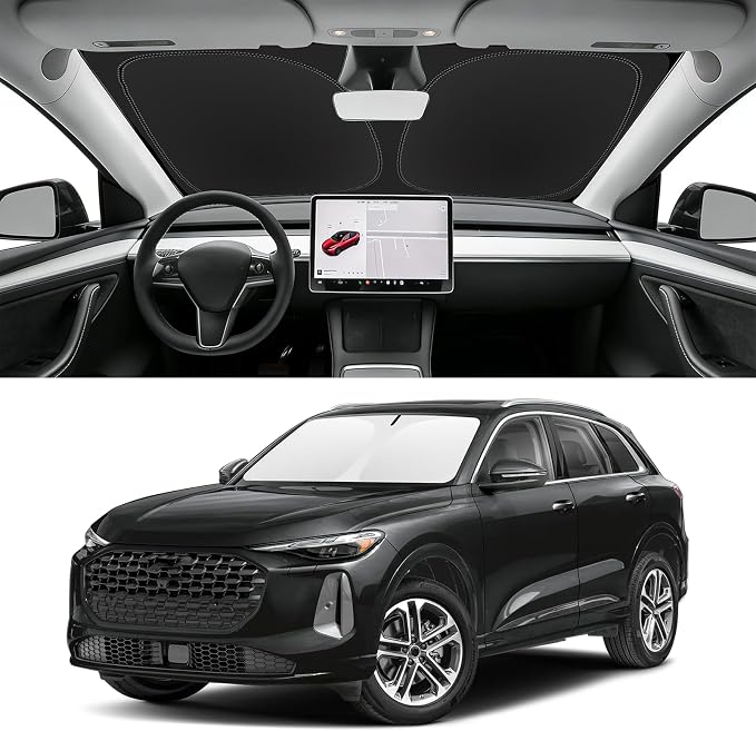 Custom Fit Windshield Sun Shade for Audi Q5 2018-2026, Blocks UV & Heat, Front Window Sunshade Accessorie, Easy Fold & Store Keep Your Car Cooler