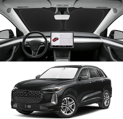 Custom Fit Windshield Sun Shade for Audi Q5 2018-2026, Blocks UV & Heat, Front Window Sunshade Accessorie, Easy Fold & Store Keep Your Car Cooler