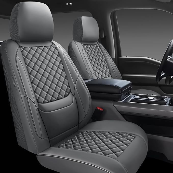 Full Coverage Leather Car Seat Covers Full Set,Waterproof Seat Covers for Cars,SUVs Trucks, Car Seat Cushion,Car Seat Protector with 5 Seats (Grey, Full Set(Front and Rear-5 Seats))