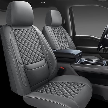 Full Coverage Leather Car Seat Covers Full Set,Waterproof Seat Covers for Cars,SUVs Trucks, Car Seat Cushion,Car Seat Protector with 5 Seats (Grey, Full Set(Front and Rear-5 Seats))